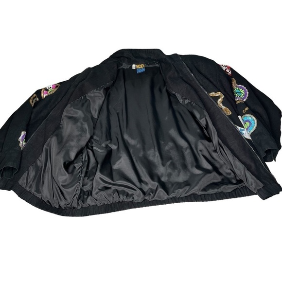 VINTAGE MODI DENIM Black Sequined Time Flies Jacket Coat Women's M 8-10 - Picture 7 of 17